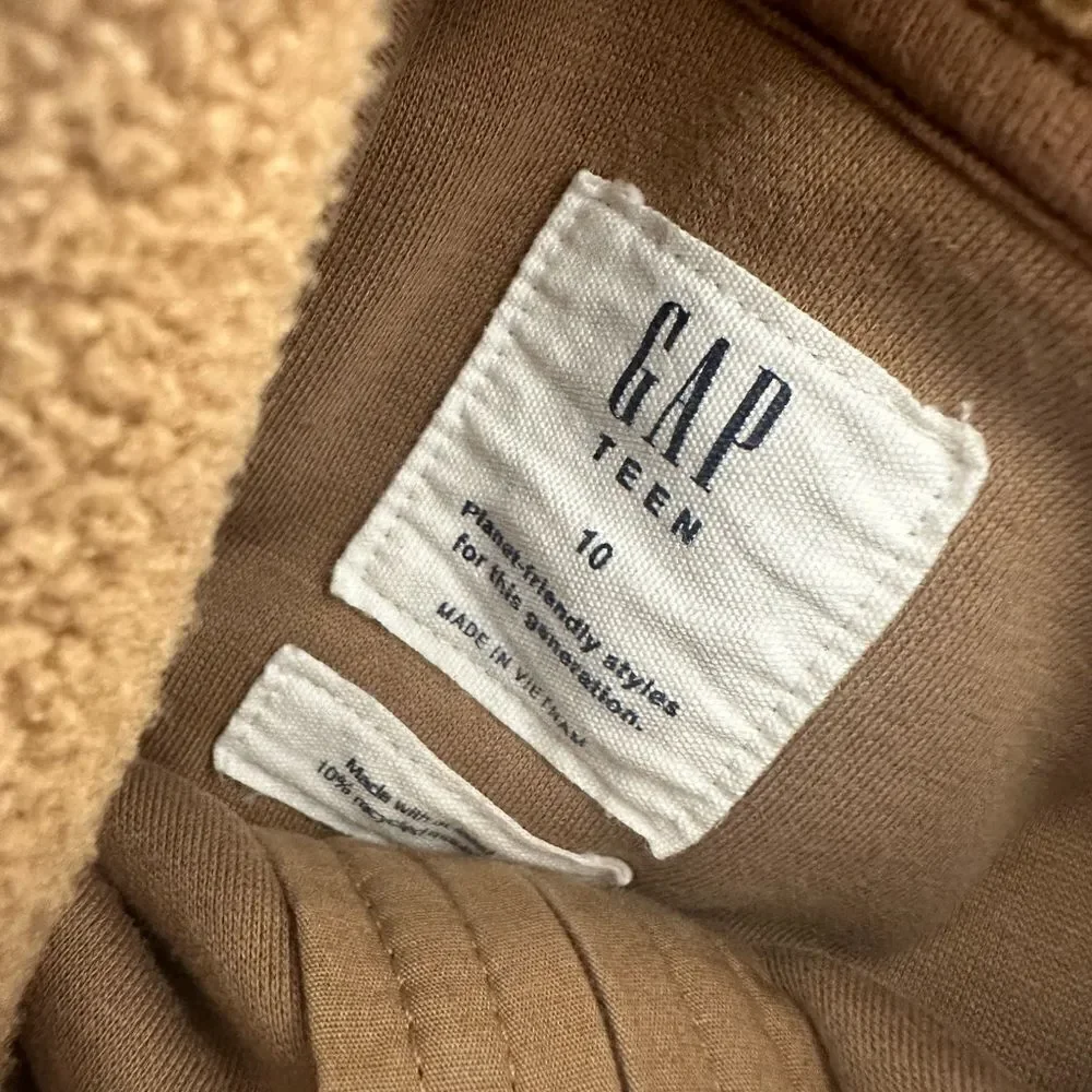 EUC Gap Fit Youth Boys Tan Half Zip Pull Over Fleece Sweatshirt - Size 10
